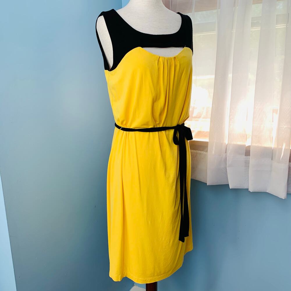 New York & Co. Yellow and Black Sleeveless Dress Size Medium - Picture 5 of 7